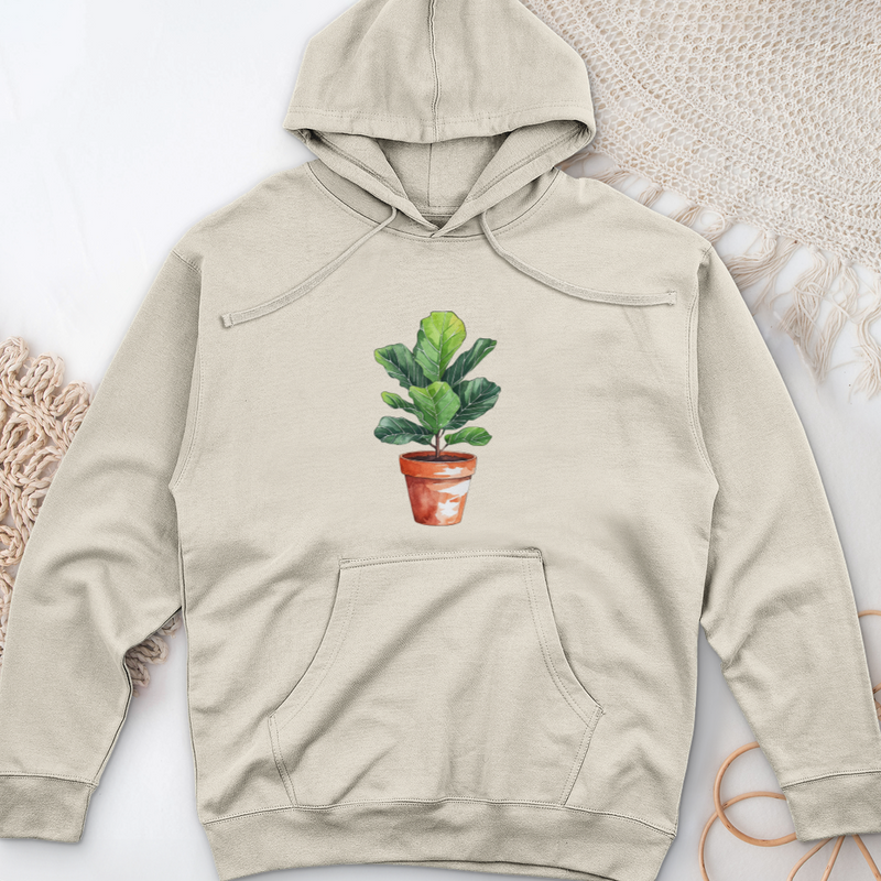 Fiddle Leaf Fig Plant Midweight Hooded Sweatshirt