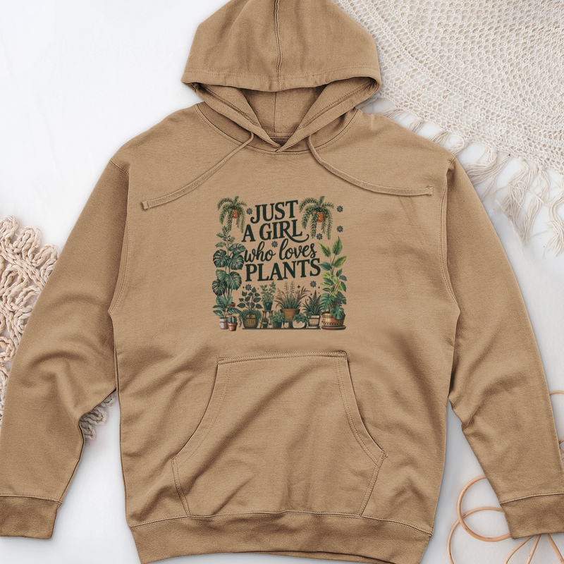 Just A Girl Who Loves Plants Midweight Hooded Sweatshirt