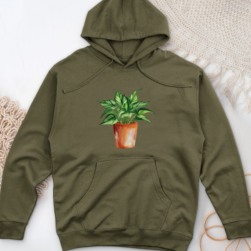 Pothos Plant Midweight Hooded Sweatshirt