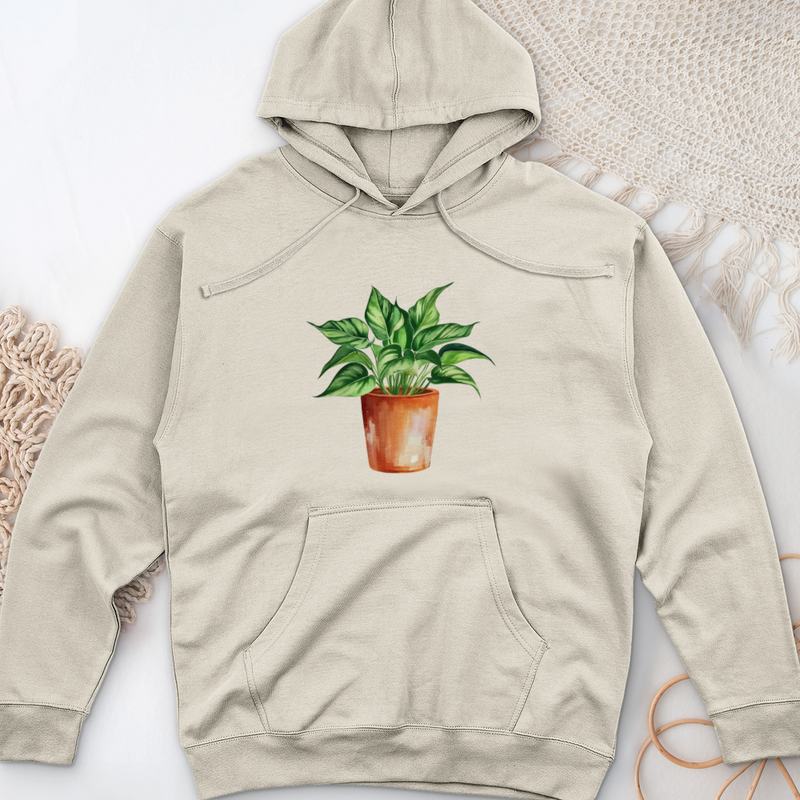 Pothos Plant Midweight Hooded Sweatshirt
