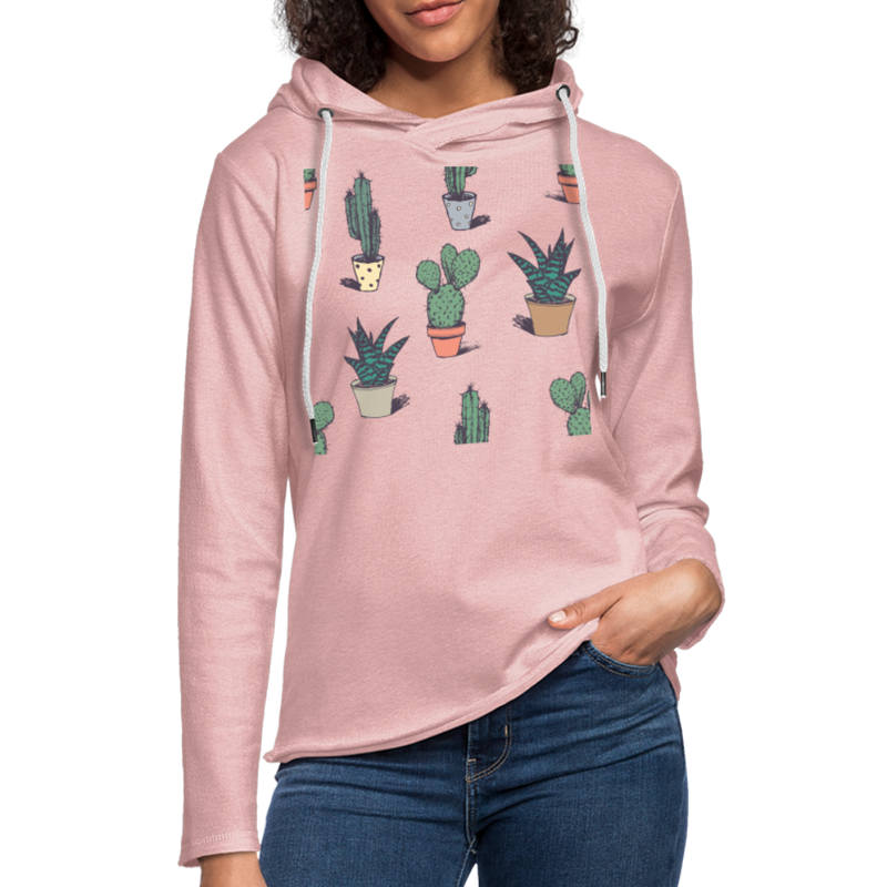 Unisex Lightweight Terry Hoodie - cream heather pink