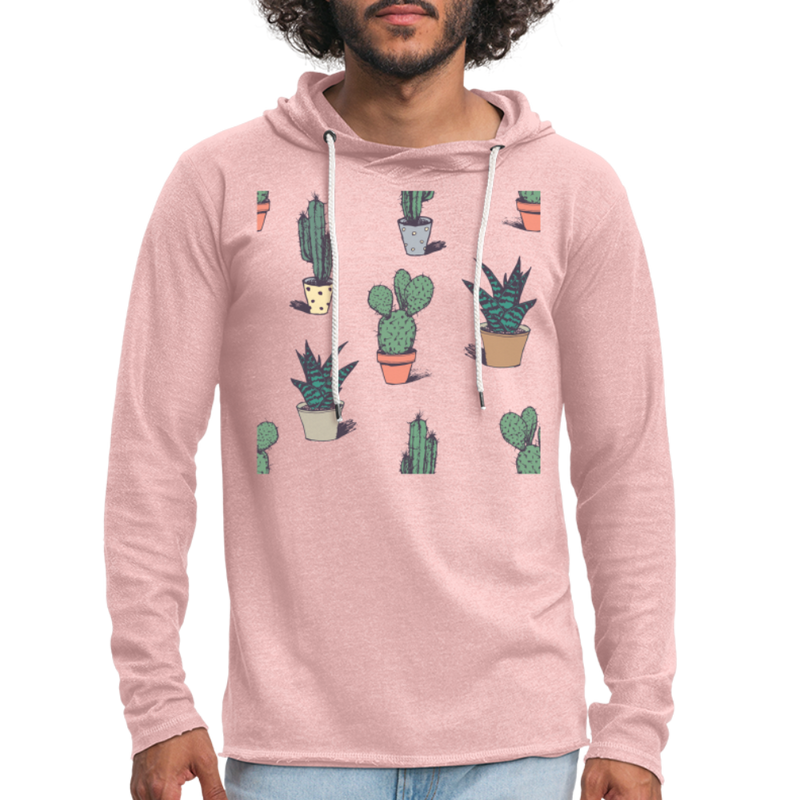 Unisex Lightweight Terry Hoodie - cream heather pink