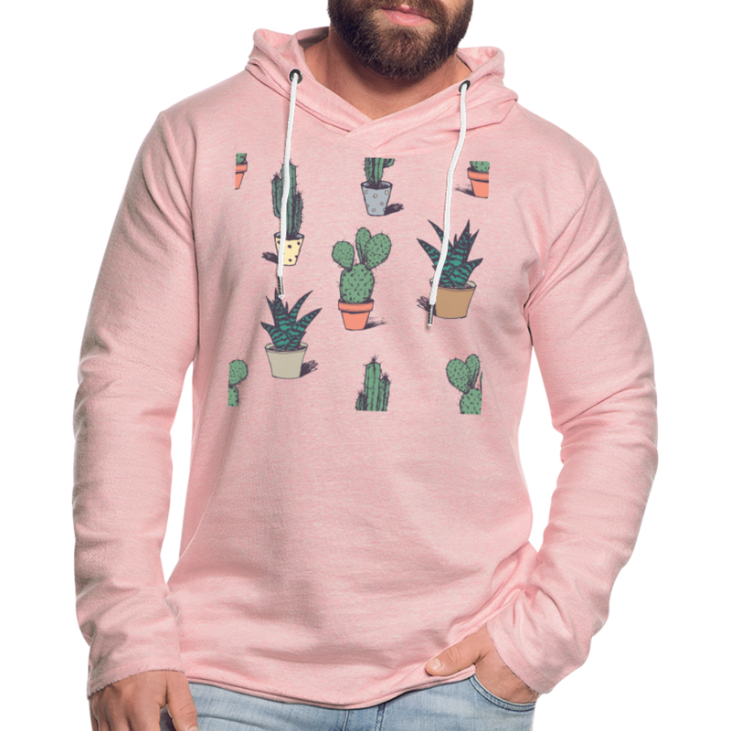 Unisex Lightweight Terry Hoodie - cream heather pink