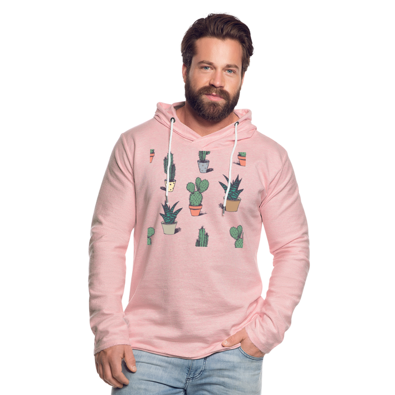 Unisex Lightweight Terry Hoodie - cream heather pink