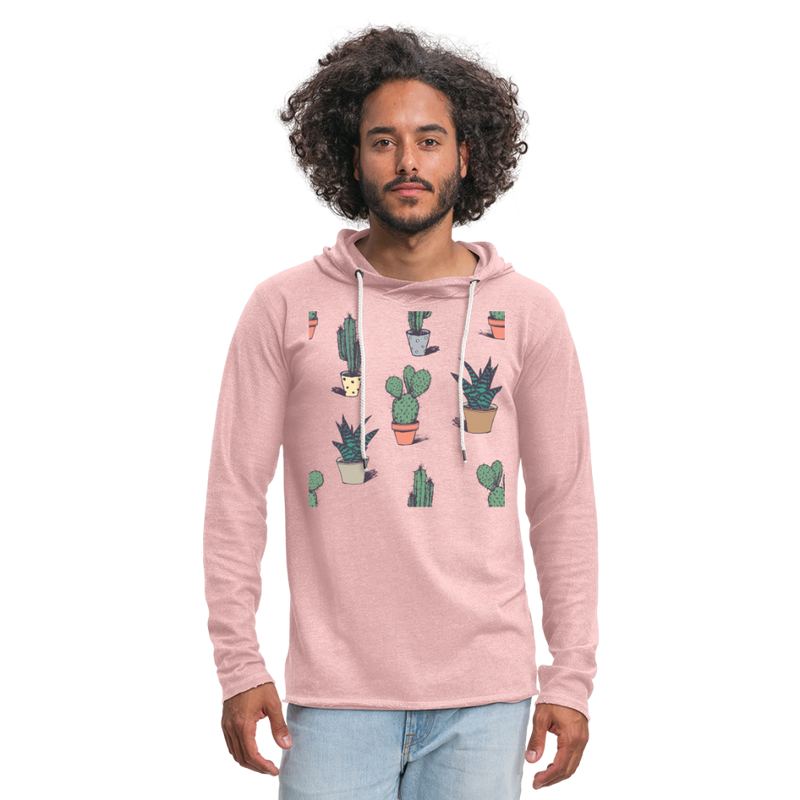 Unisex Lightweight Terry Hoodie - cream heather pink