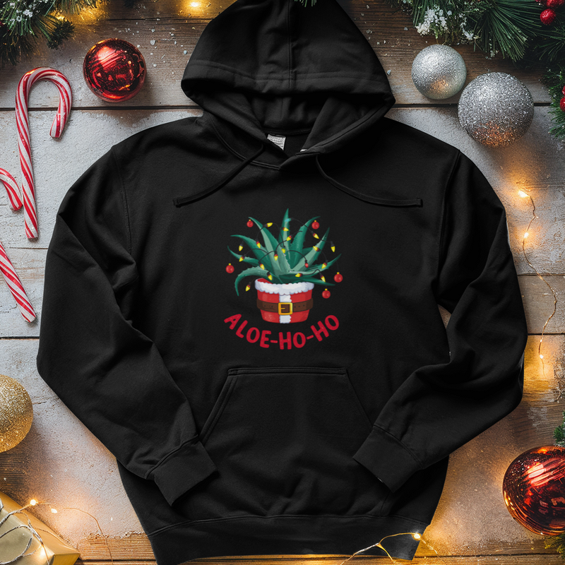 Aloe Ho Ho Santa Houseplant Tee Midweight Hooded Sweatshirt