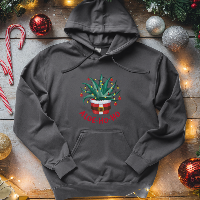 Aloe Ho Ho Santa Houseplant Tee Midweight Hooded Sweatshirt
