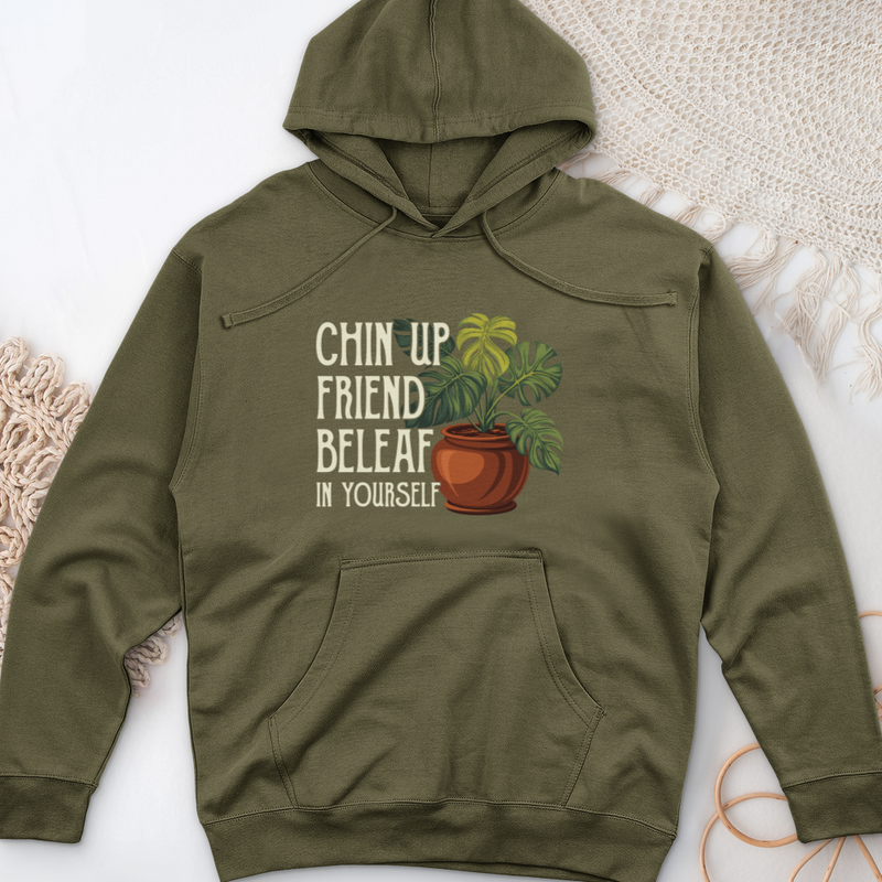 Chin Up Friend, Be Leaf In Yourself Midweight Hooded Sweatshirt