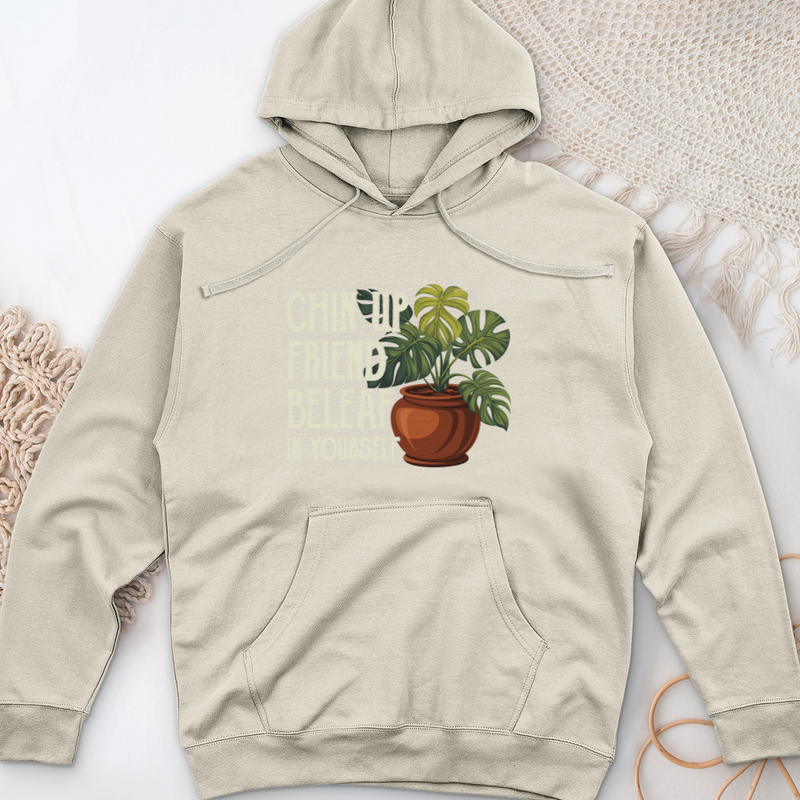 Chin Up Friend, Be Leaf In Yourself Midweight Hooded Sweatshirt