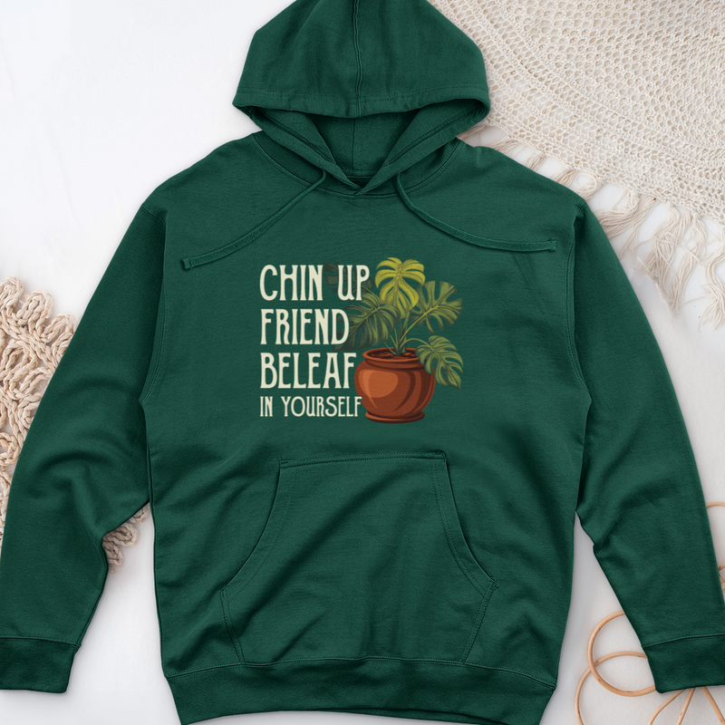 Chin Up Friend, Be Leaf In Yourself Midweight Hooded Sweatshirt