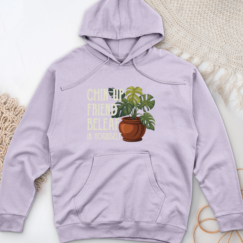 Chin Up Friend, Be Leaf In Yourself Midweight Hooded Sweatshirt