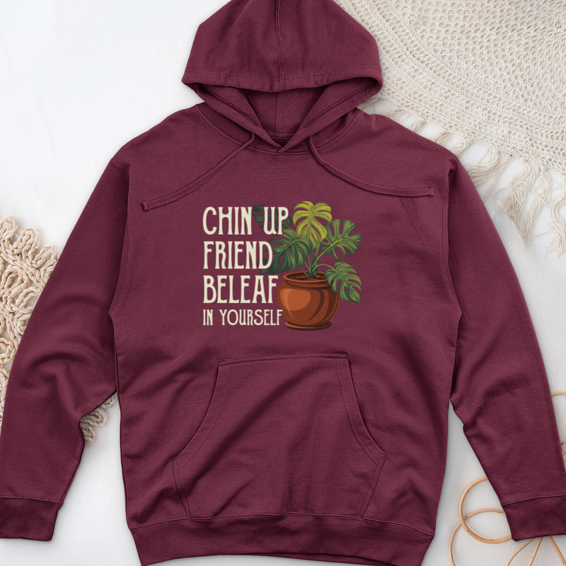 Chin Up Friend, Be Leaf In Yourself Midweight Hooded Sweatshirt