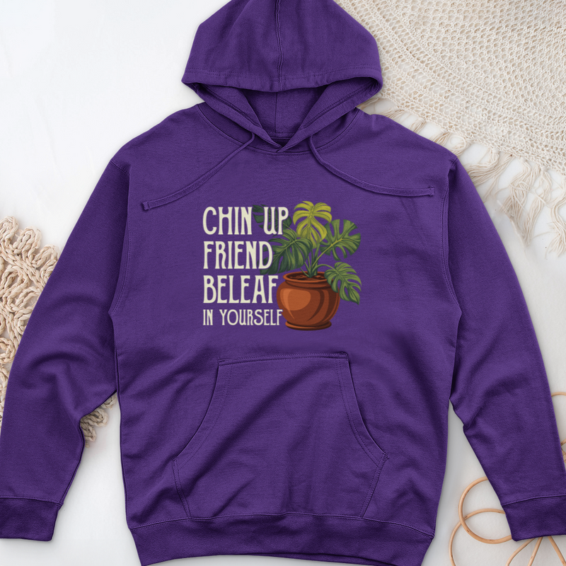 Chin Up Friend, Be Leaf In Yourself Midweight Hooded Sweatshirt