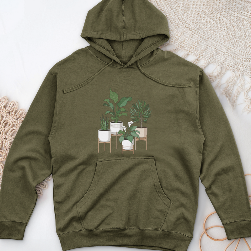 Cute Potted Plants Midweight Hooded Sweatshirt