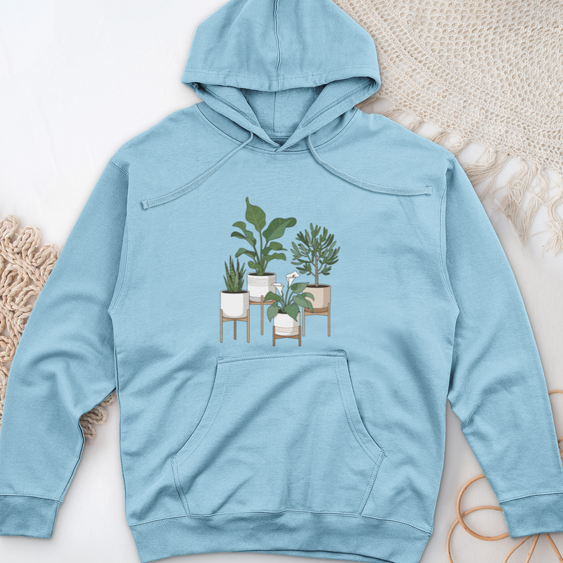 Cute Potted Plants Midweight Hooded Sweatshirt