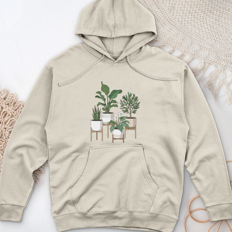 Cute Potted Plants Midweight Hooded Sweatshirt