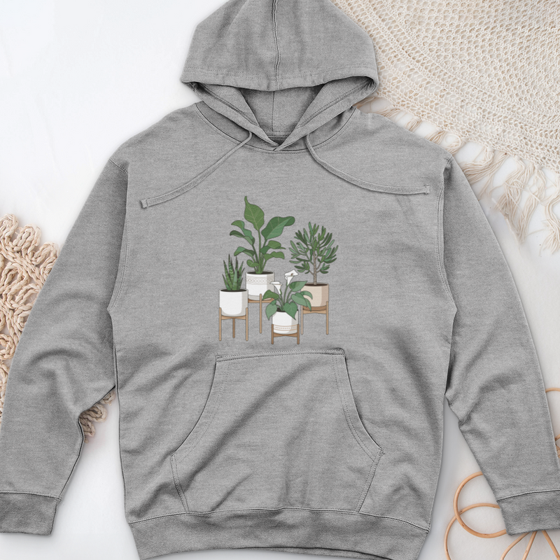 Cute Potted Plants Midweight Hooded Sweatshirt
