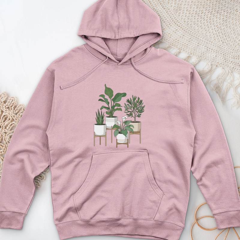 Cute Potted Plants Midweight Hooded Sweatshirt