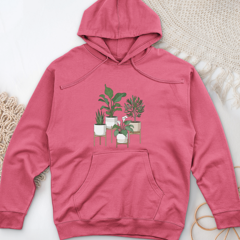 Cute Potted Plants Midweight Hooded Sweatshirt