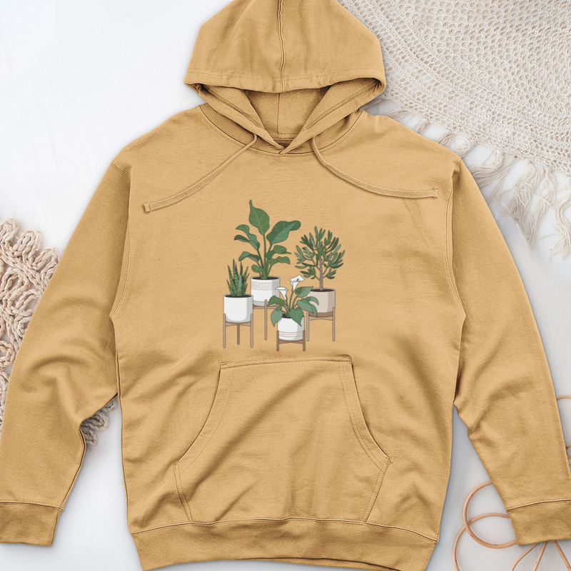 Cute Potted Plants Midweight Hooded Sweatshirt