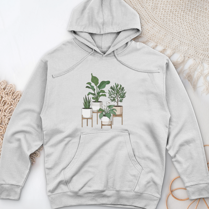 Cute Potted Plants Midweight Hooded Sweatshirt