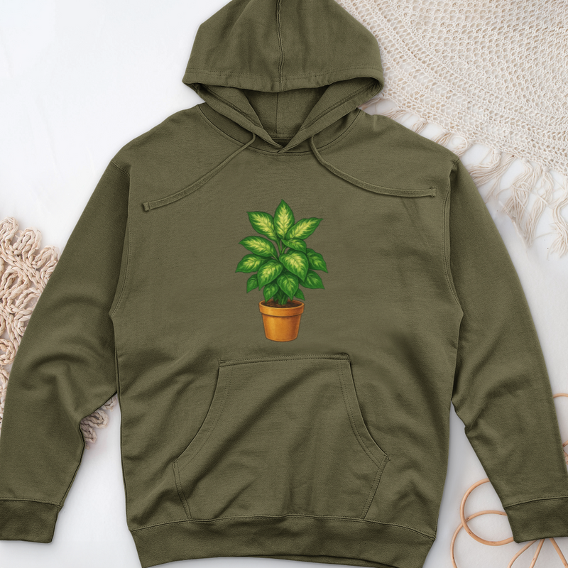 Dieffenbachia Plant Midweight Hooded Sweatshirt
