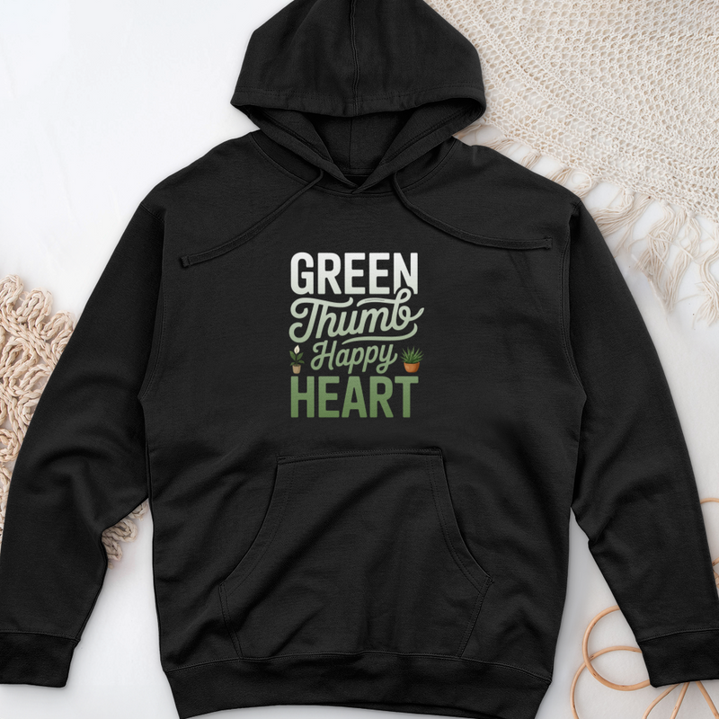 Green Thumb, Happy Heart Midweight Hooded Sweatshirt