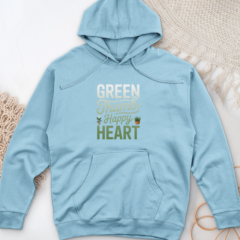 Green Thumb, Happy Heart Midweight Hooded Sweatshirt