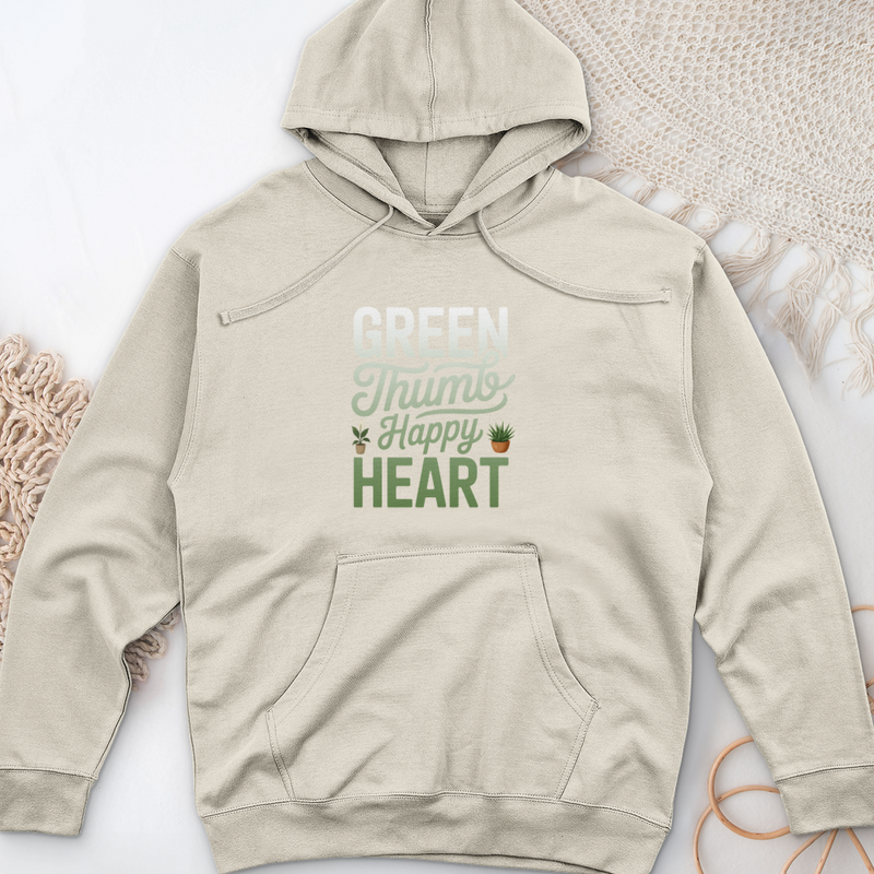 Green Thumb, Happy Heart Midweight Hooded Sweatshirt