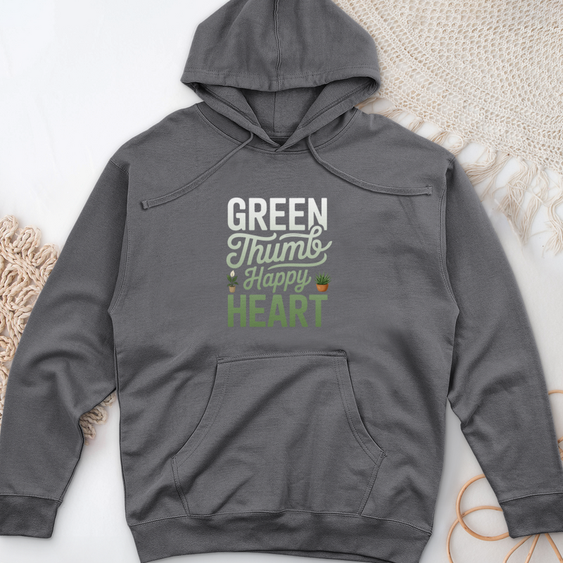 Green Thumb, Happy Heart Midweight Hooded Sweatshirt