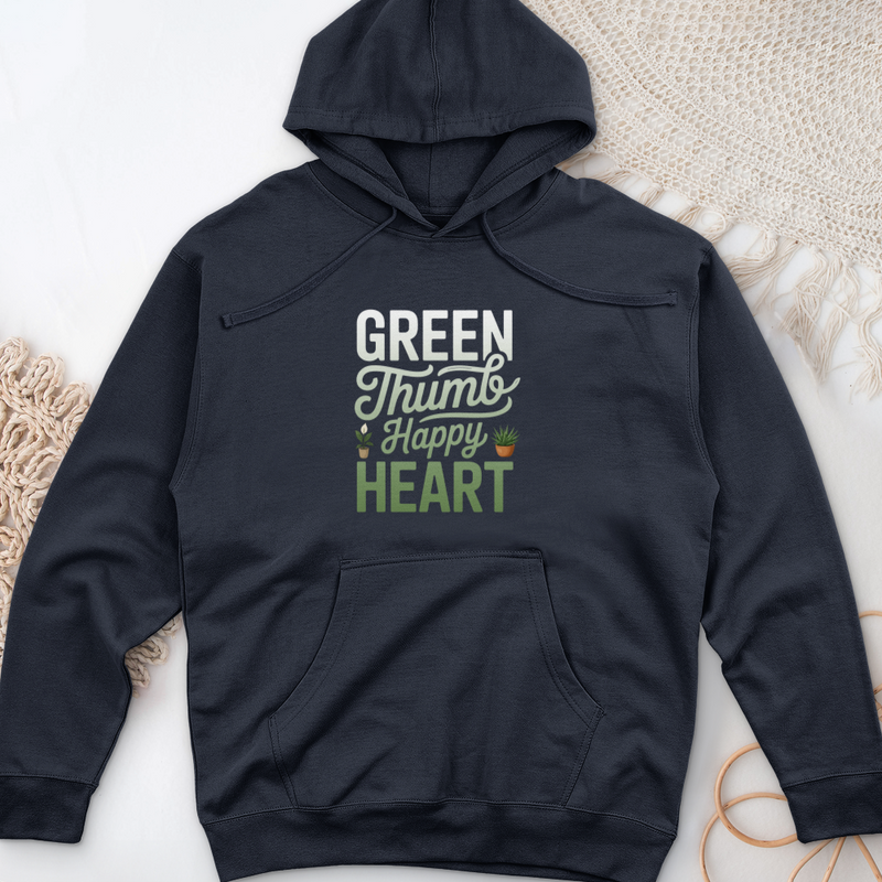Green Thumb, Happy Heart Midweight Hooded Sweatshirt