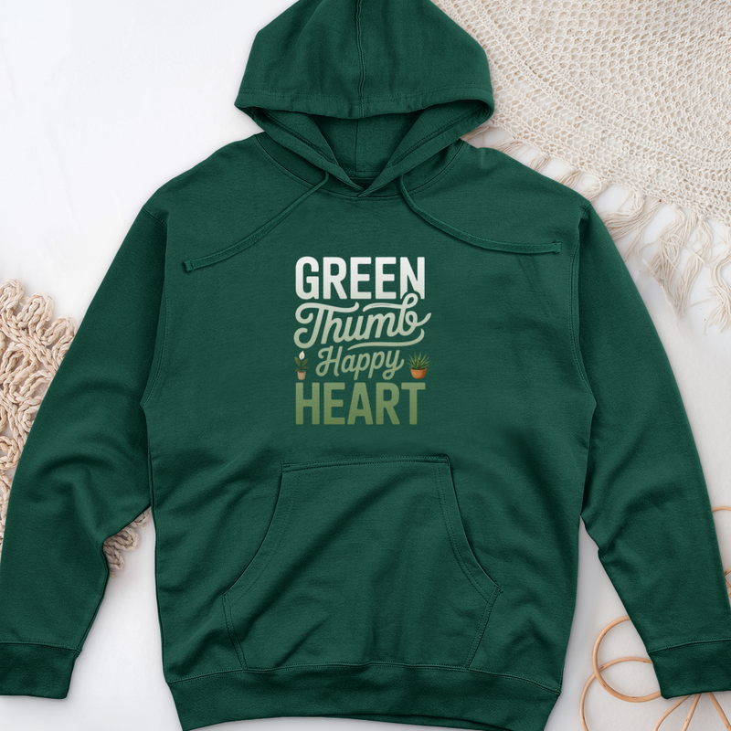 Green Thumb, Happy Heart Midweight Hooded Sweatshirt