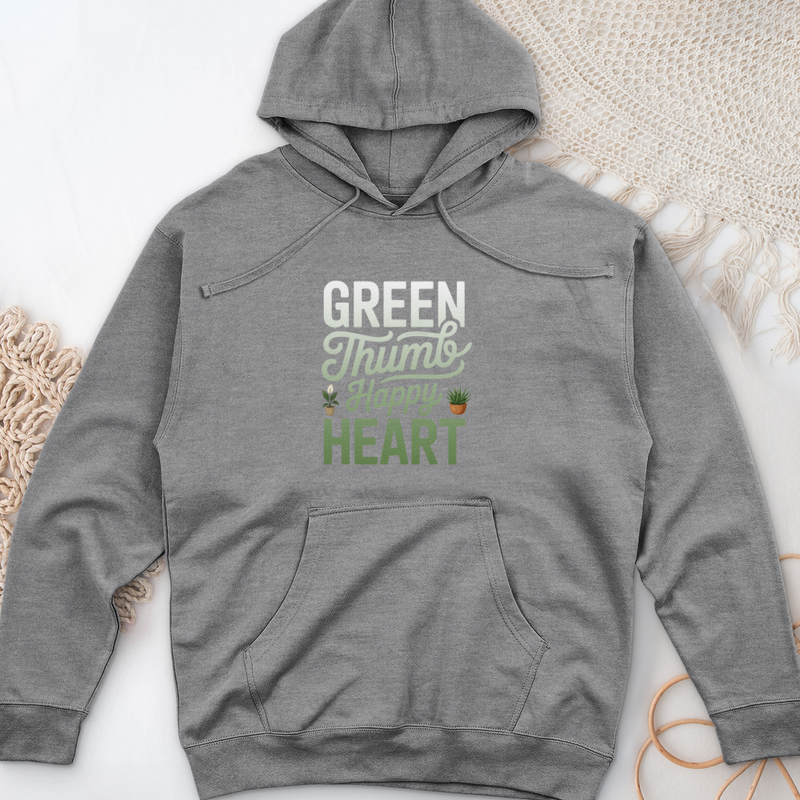 Green Thumb, Happy Heart Midweight Hooded Sweatshirt