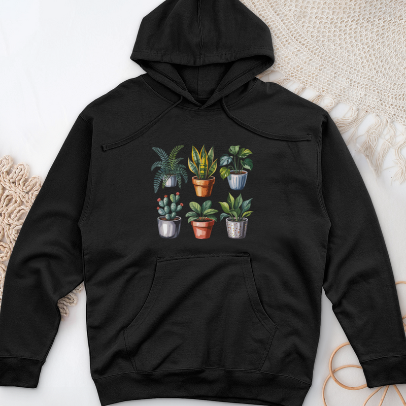 Houseplants In Pot Midweight Hooded Sweatshirt