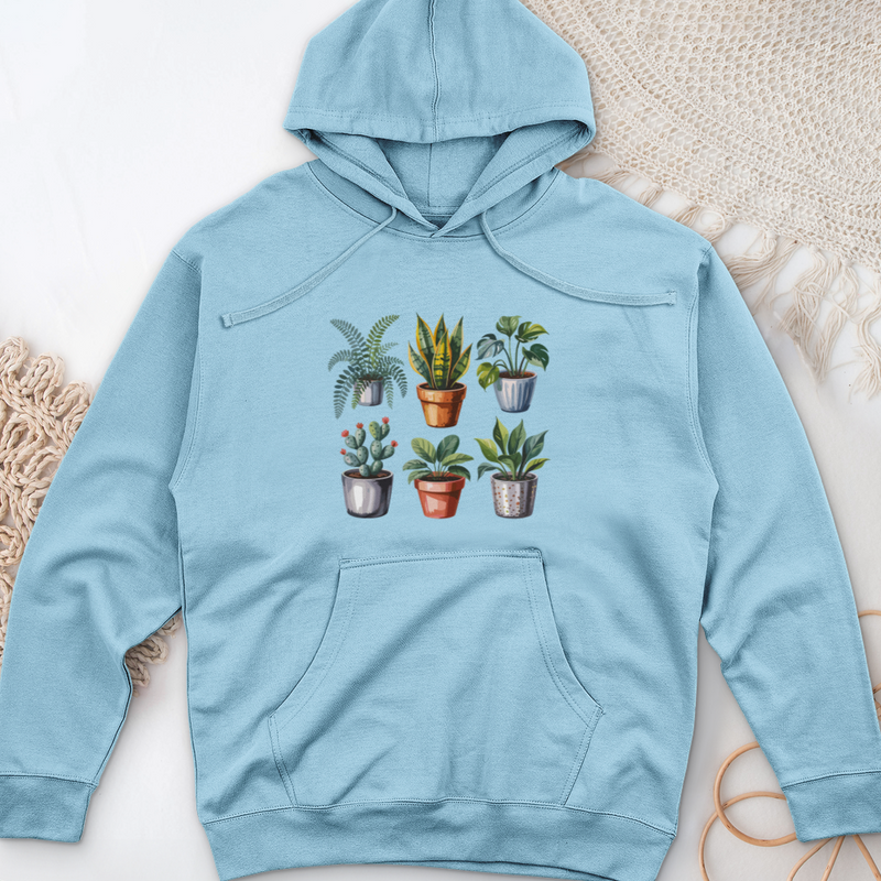 Houseplants In Pot Midweight Hooded Sweatshirt