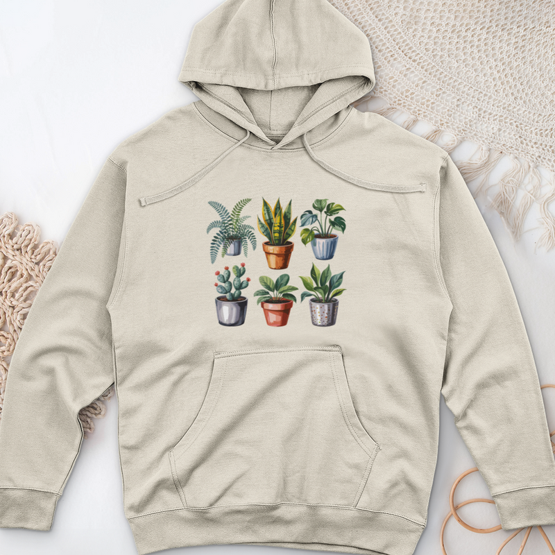 Houseplants In Pot Midweight Hooded Sweatshirt
