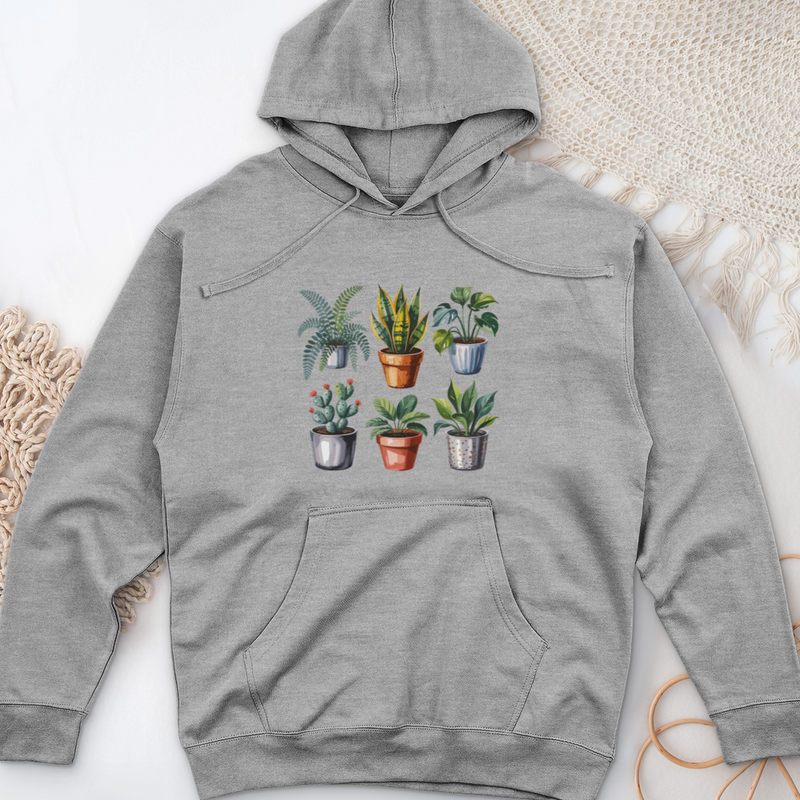 Houseplants In Pot Midweight Hooded Sweatshirt