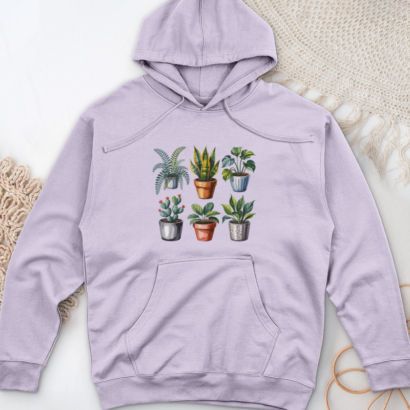 Houseplants In Pot Midweight Hooded Sweatshirt