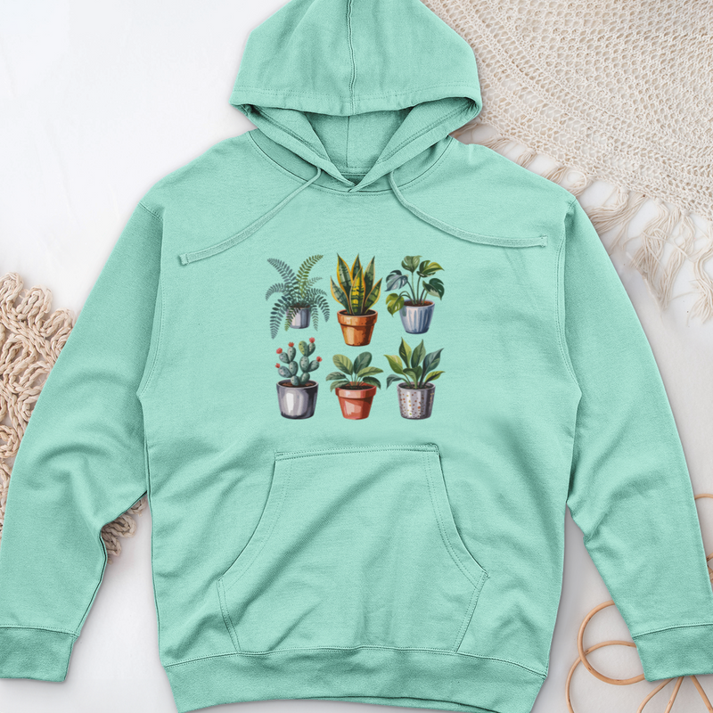 Houseplants In Pot Midweight Hooded Sweatshirt