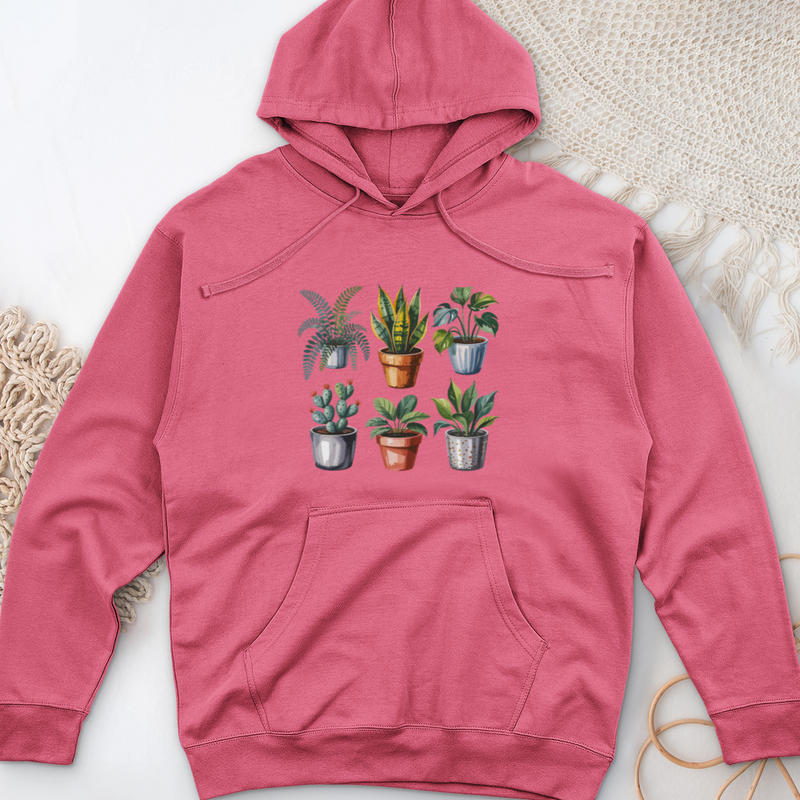 Houseplants In Pot Midweight Hooded Sweatshirt