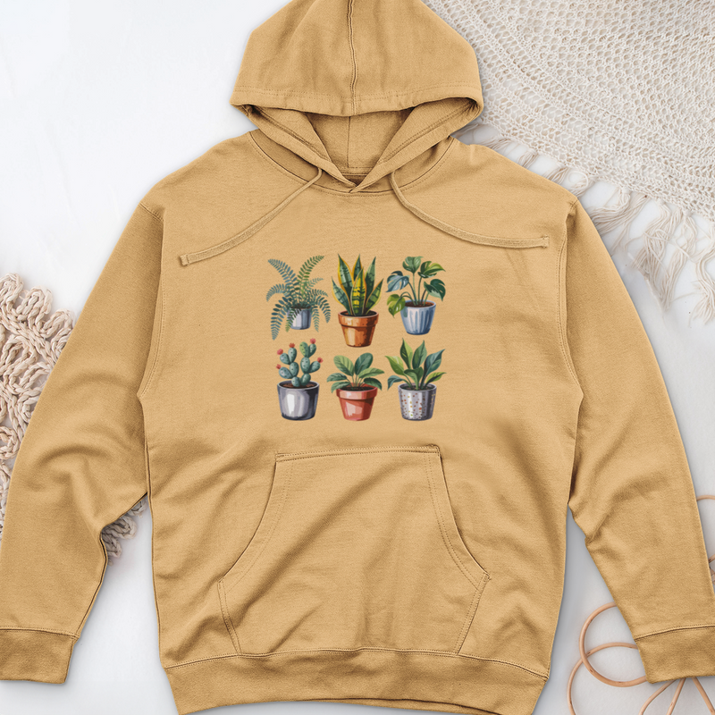 Houseplants In Pot Midweight Hooded Sweatshirt