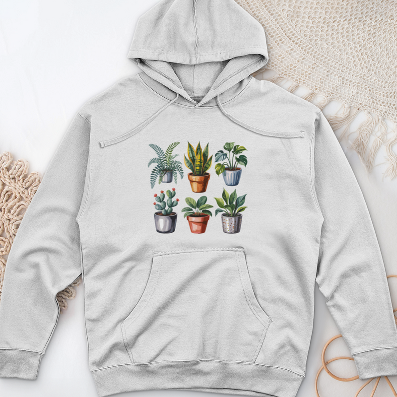 Houseplants In Pot Midweight Hooded Sweatshirt