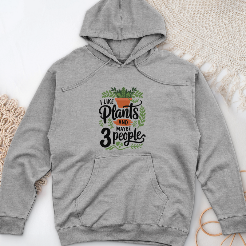I Like Plants & Maybe 3 People Midweight Hooded Sweatshirt