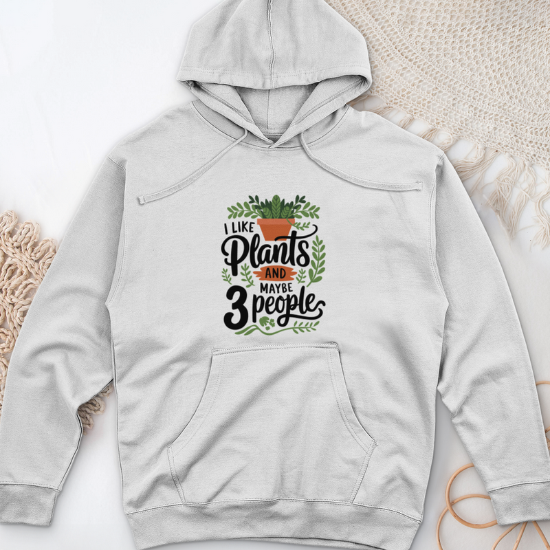 I Like Plants & Maybe 3 People Midweight Hooded Sweatshirt