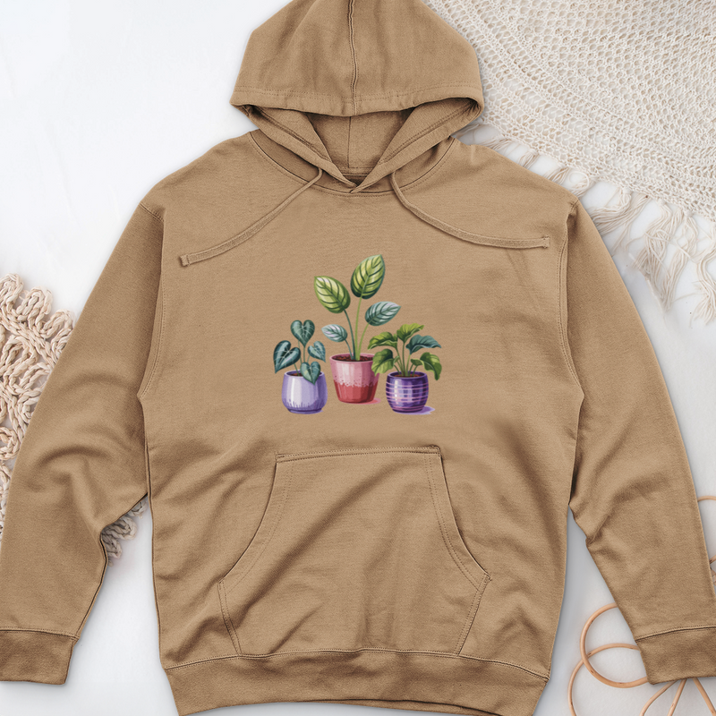 Indoor Houseplants In Decorative Pots Midweight Hooded Sweatshirt