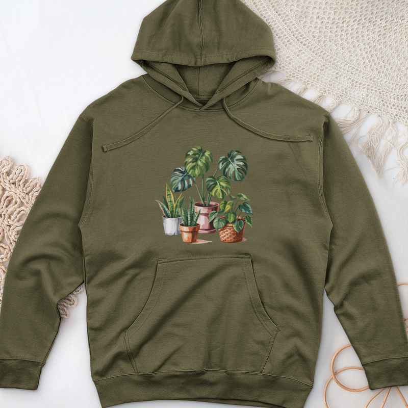 Indoor Potted Houseplants Midweight Hooded Sweatshirt
