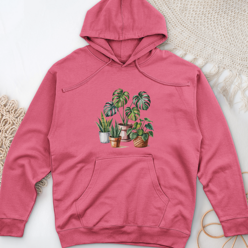 Indoor Potted Houseplants Midweight Hooded Sweatshirt