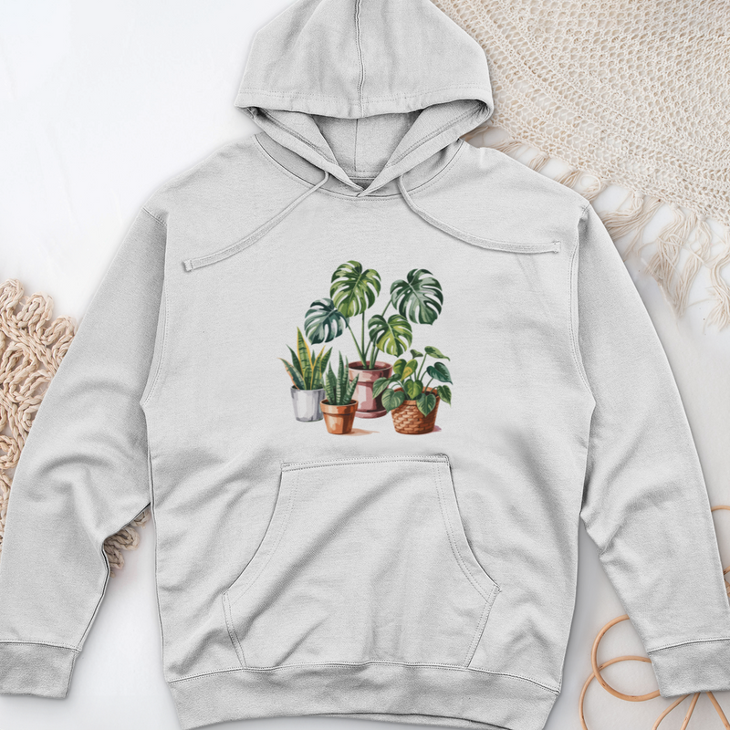 Indoor Potted Houseplants Midweight Hooded Sweatshirt