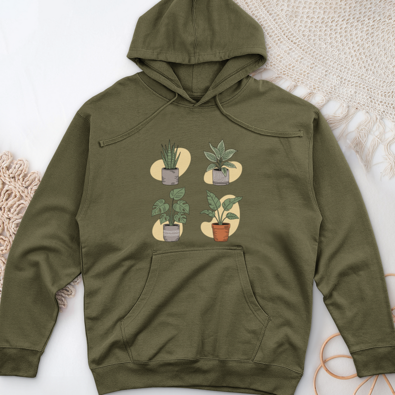 Indoor Potted Plants Midweight Hooded Sweatshirt