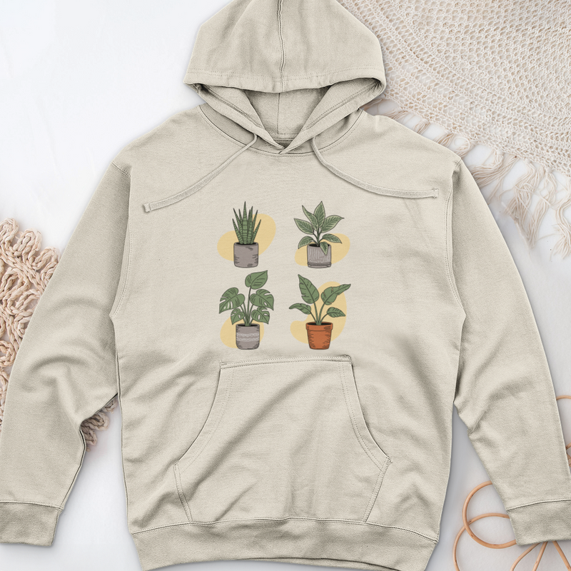 Indoor Potted Plants Midweight Hooded Sweatshirt